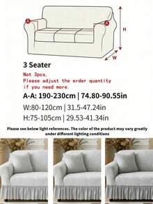 1pc Elastic Sofa Cover, Modern Style, Polyester Fiber, Leaf Pattern Skirt Design, Dustproof & Slip Resistant, All Seasons, Fits 1/2/3/4 Seater Sofa - Light Grey - View 16