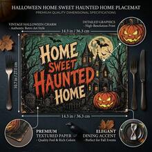 20/50Pcs Halloween Castle Haunted House Paper Placemats, Suitable For Halloween Holiday Table Decor, Cartoon Cute Style Paper Table Decor, Event Party Decoration - View 3