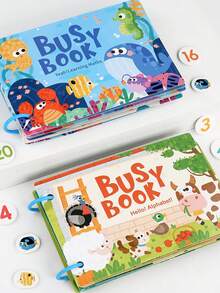 1pc Children's Early Education Quiet Sticker Book, Common Knowledge Cognitive Repeated Word Recognition Educational Montessori Baby Sticker Book Toy - Quiet Book - View 5