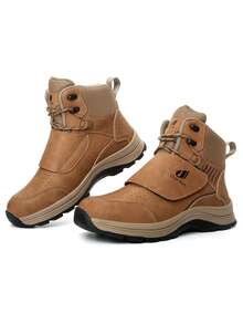 Unisex High-Top Hiking Boots, Breathable And Comfortable Upper, Durable Outsole, Steel Toe Design, Suitable For Outdoor Hiking, Walking, Camping, Travel - Brown - View 8