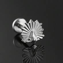 1PC ASTM F136 Titanium 16G Sun Ray Shell Stud Cartilage Earrings Tragus Helix Labret Lip Piercing Jewelry Vintage - Internal Thread - View 12