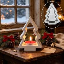 1pc Christmas Tree Candle Holder Silicone Mold, Christmas Aromatherapy Candle Holder Base Ornament Plaster Resin Mold, Holiday Atmosphere Decorative Ornament Mold, Perfect For Handmade Crafts, Gift Making, Reusable - Christmas Tree Candlestick Mold - View 4