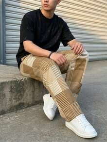 Men's Autumn/Winter Vintage Plaid Casual Wide Leg Long Pants - Multicolor - View 3