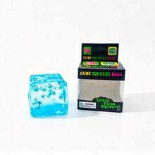 1 Peça Brinquedo de Apertar Cubo de Gelo de Cristal, Preenchido com Glitter de Flocos de Neve, Textura Macia de Maltose, TPR Elástico, Alívio de Estresse, Brinquedo de Ventilação Manual e Ponta dos Dedos, Presente Criativo de Feriado para Estudantes - Multicolorido - Visão 11
