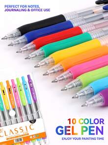 ZhiJi 6/8/10pcs Colorful Neutral Pens - Retractable, Fine Tip (0.7mm), Multiple Vibrant Colors, Gel Pen Set, Eyeliner Pen, Needle Pen, Ballpoint Pen, Perfect For Vibrant Colorful Writing And Sketching, Smooth Writing, Suitable For Painting, Highlighting, Note-Taking, Making Manuals, Office Use - Multicolor - View 9