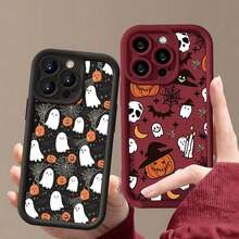 Halloween Pumpkin Ghost Silicone Phone Case For IPhone 16 15 14 13 12 11 Pro Max 17 Air Plus Soft Cover 0ZWO - 米白色02 - 查看 5