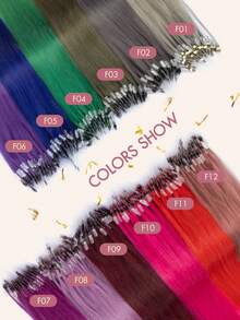 Women's Micro Ring Human Hair Extensions, Rainbow Color 12-20 Inch 30g Straight Hair Micro Bead Extensions, Add Length And Volume, Suitable For Party, Holiday And Daily Hairstyles - Multicolor - View 6
