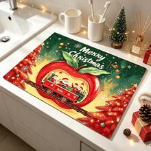 1pc Christmas Themed Dish Drying Mat, Coffee Machine Mat, Absorbent Quick-Drying Stain-Resistant, Suitable For Christmas Dining Table, Kitchen Countertop, Sideboard Countertop, Practical Item For Creating Christmas Holiday Atmosphere, Home Gift, Tabletop Decoration - XYLSD-937 - View 5