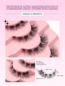 Asiteo 7 Pairs Cat Eye Lashes Natural Fake Strip Eyelashes Invisible Band Faux Mink Eyelash Wispy Full Strips False Eyelashes - Black - View 2