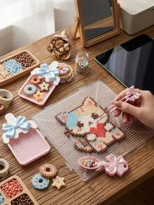 3pcs Cloud Shape Perler Beads DIY Tool Set, Includes Beading Pen, Sorting Tray, Bead Scoop, Handmade Melted Bead Art Craft Tools, Holiday DIY Gift, Fuse Bead Tool Kit - Multicolor - View 8