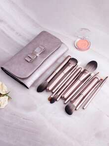 12pcs Small Grape Soft Bristle Makeup Brush Set For Beginners, Full Set Of Foundation, Concealer, Eyeshadow Brushes, Purple - Purple - View 2