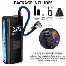 SUITU Pompa Ban Portabel & Kompresor Udara dengan Pengukur Tekanan Digital, Pompa Udara Isi Ulang 7.4V/DC12V 2000mAh untuk Mobil, Sepeda Motor, Sepeda & Bola Olahraga, Aksesori Mobil Portabel, Fungsi Power Bank & Tas Jinjing - Model nirkabel - View 14