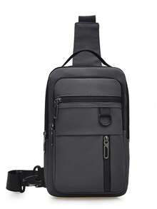 1pc Men's Black PU Leather Crossbody Chest Bag, Casual Business Style, Suitable For Daily Commute - Multicolor - View 12
