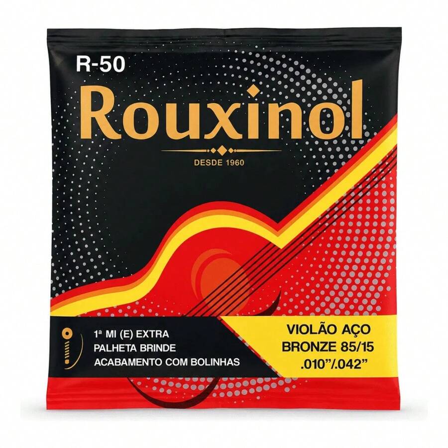 Jogo Cordas Violao Aco Rouxinol R50 Bronze Tensao Media - Bronze - Visão 1