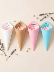 Customizable Text Petal Paper Cones, Suitable For Wedding Favors, Bridal Showers, Birthday Confetti, Christmas, And Halloween Party Decorations. - Multicolor - View 6