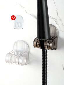 Adjustable Transparent ABS Shower Head Holder Set, Waterproof No-Drill Adhesive Mount, Includes 1 Strong Traceless Adhesive Hook, Universal Adhesive Hanging Hook For Bathroom Toilet Sprayer - Multicolor - View 6