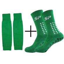Socks & Leg Sleeves Combo Set, Outdoor Sports Football Socks With Anti-Slip Grip Dots, Football Leg Guards - Multicolor - View 9