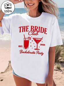 Beyond Boundaries Bridal Theme Round Neck Design,Breathable And Skin-Friendly,No Feeling Of Sweat,Ins Brand,Multiple Colors Available,Women's Solid Co - 白色 - 查看 7
