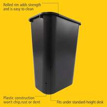Rubbermaid Commercial Products Bote de Basura de Plástico para Hogar, Cocina y Oficina, Papelera Multiusos Resistente, 38.80 L 10.25 G,Negro FG295700BLA - Negro - Ver 4