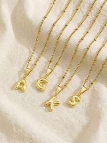 1pc Minimalist Popular Balloon Initial Pendant Necklace Personalized Name Balloon Letter Necklace Children's Birthday Gift Party & Daily Wear - Gold - View 4