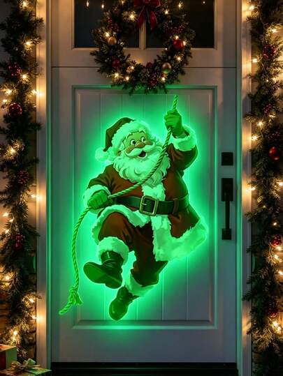 Nouvel autocollant mural fluorescent Père Noël/Chambre, salon et salle de bain Autocollant mural de fond/Autocollant mural décoratif, convient pour la décoration de Noël, la fête de Noël et le cadeau de Noël