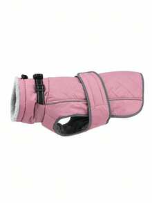 Dog Winter Coat, Thickened Warm Fleece Lining, Adjustable Pet Vest With Reflective Strip, Built-In Collar D-Ring, Outdoor Medium To Large Dog Jacket - Coral Pink - View 9
