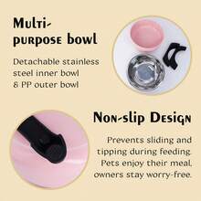 [Customizable] Elevated Pet Bowl, Suitable For Small Dogs, Universal Stainless Steel Feeding Bowl For Cats And Dogs, Non-Slip Design, Customizable Text, Multiple Styles Available - Multicolor - View 11