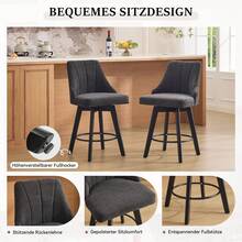 Set Of 2 Dining Chair Grey Minimalist Made Of Chenille For Kitchen And Dining Room - Grey - View 9