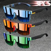 3PCS Fashion Vintage Square Sports Glasses Flat Frame Street For Unisex Eyewear For Choice For Outdoor Vacation And Daily Clothing Matching - 3PCSF766 - View 7