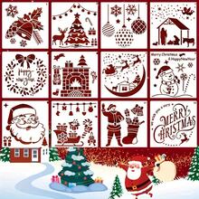 [Christmas Stencil Set]12pcs Christmas Stencil Set, For Handmade Crafts, Reusable Wooden Templates, Suitable For Painting, Wall Art, Graffiti, Holiday Creative Decoration, Plastic Stencils, Suitable For Holiday Handmade Crafts - 12 Pcs - View 9