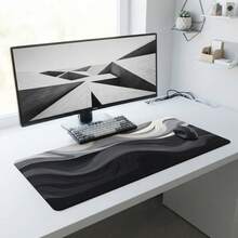 Elegant Grey Fluid Art Design Large Extended Gaming Mouse Pad, Non-Slip Rubber Base, Smooth Glide Surface, Multi-Functional Workspace Mat For Computer Office Home Study, Modern Abstract Desktop Decor - A - View 8