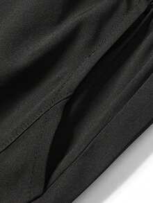 Men's Letter Print Mesh Patchwork Straight Leg Pants, Drawstring Waist Casual Sports Long Pants With Pockets - Black - View 5