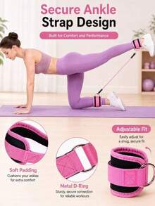 Ankle Resistance Band Set (Includes Ankle Straps) - Unisex Leg And Hip Training Equipment, High-Intensity Resistance Bands For Home Fitness, Suitable For Hip Shaping, Yoga, Strength Training And Pilates - A - View 3