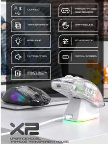 Attack Shark RGB 燈效無線藍牙三模透明電競滑鼠，附螢幕 - 查看 6