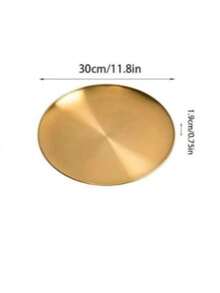 1pc Gold Minimalist Desktop Organizer Tray, Stainless Steel Bathroom Tray, Jewelry Tray, Jewelry Storage Box, Jewelry Organizer Rack, Perfume Tray, Scented Candle Tray, Wedding Room Home Decor, Vintage Decoration - Gold - View 9