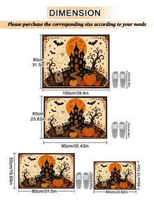 1件裝萬聖節南瓜印花防滑地墊 字母印花室內地毯 浴室墊 廚房墊 裝飾地毯 多功能墊 玄關地毯 柔軟舒適 防滑 廚房室內/室外入口 臥室家居裝飾 可機洗 - 彩色 - 查看 3