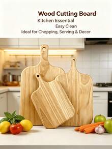 Oak Cutting Board With Handle, Suitable For Country Style Kitchen, Christmas, Halloween, Thanksgiving, Harvest Season Gifts, Used For Dinner Preparation, Defrosting, Kitchen Decoration And Pre-Meal Preparation Storage - Wood Color - View 3