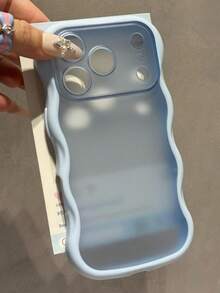 可愛糖果色波浪設計磨砂手機殼，適用於 iPhone 18 Pro Max 18 Pro 17 Pro Max 17 Pro 17 16 Pro Max 16 Pro 16 15 Pro Max 15 Pro 15 14 13 12 Pro Max 11，軟質彩色防震保護殼 - 淺藍色 - 查看 4