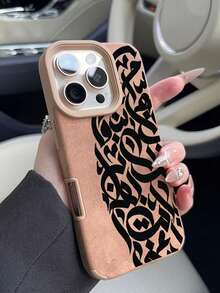 1pc PU Leather Fashion Creative Personalized Language Letter Slogan Pattern Design, Phone 17 Pro Max Phone Case, Suitable For Phone 16 Pro Max, 15 Pro Max, 14 Pro Max, Korean Style High-End Fashion Interesting Phone Case Skin, Suitable For 11/12/13/14/15/16 Pro Max Plus, Elegant Design Suitable For Men And Women, Perfect Gift For Girlfriend On Christmas, Valentine's Day, Easter, Wedding Season And Birthday! - Multicolor - View 3
