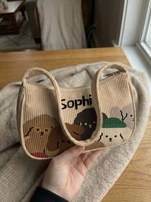 1pc Customized Name Cartoon Animal Pattern Underarm Bag, Can Be Customized According To Your Unique Design, Perfect For Children To Print Their Own Name Or Print Their Sister's And Classmates' Names As A Gift To Give To Others - Multicolor - View 8