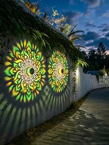 1/2/4pcs Mandala Pattern Solar Projection Wall Light, LED Outdoor Solar Wall Light, Waterproof Landscape Decorative Light, Suitable For Garden, Lawn, Patio, Stairs, Birthday Party Atmosphere Decoration - Multicolor - View 5