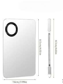 2-In-1 Makeup Palette With Scraper, Stainless Steel Foundation & Eyeshadow Mixing Palette, Suitable For Mixing, Nail Art And Cosmetic Storage - Multicolor - View 6