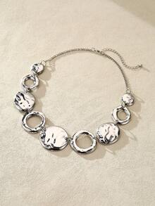 Nocturel 1pc European & American Exaggerate Minimalist Geometric Necklace - Silver - View 2