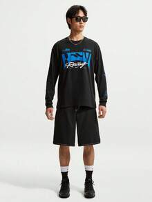 Nike Men's AS U NSW TEE LSE LS SWOOSH SPE Long Sleeve Knit Collarless T-Shirt TIM3782-010 - Black - View 6