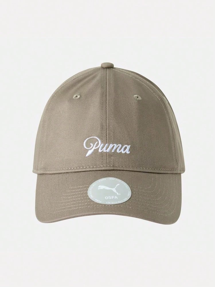 Puma Topi Ayah Unisex ESS SCRIPT LOGO, Pinggiran Melengkung, Abu-abu Taupe, 02745703 - Volcanic Gray - View 1