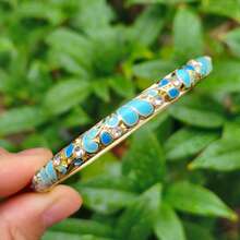 Handmade Enamel Bracelet, Rhinestone Enamel Shiny Thin Bracelet, Fashionable Cute Colorful Gold-Plated Vintage Bracelet, Stackable, Gift For Wife Or Friend - Grape Diamond Bracelet - View 9