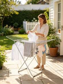 1‑Piece Clothes Drying Rack With Multi‑Hanger Positions. It Can Dry Clothes And Towels. It Saves Space For Storage And Works Both Indoors And On Balconies, Offering Easy And Convenient Home Drying. - A - View 5
