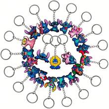Disney Random 10PCS Embroidered Keychain Set - Cute Cartoon PVC Pendant, Vibrant Design, Suitable For Party Favors, Gift Bags And Birthday Supplies, Halloween Christmas Keychains - One Size - View 2