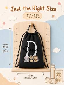 Customized Wildlife Zoo Animal Name Drawstring Bag - Personalized Zoo Text Backpack, Suitable For Picnic, Unique Gift Bag, Can Be Used As Birthday Party, Baby Shower Gift And Customized Birthday Gift - Multicolor - View 7