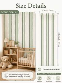 SUPSTICKER Retro Boho Scalloped Stripe Wallpaper, Removable Matte Finish, 40x120cm/40x300cm, For Bedroom, Living Room & Entryway - 1PC - View 15
